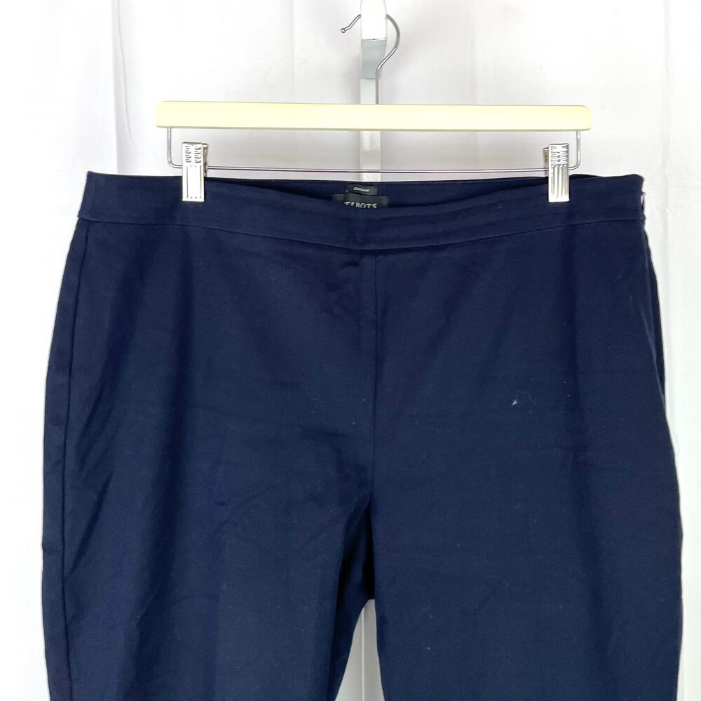 TALBOTS Size 16 Flat Front Side Zip Chatham Pants Stretch Cotton Blend Navy Blue - Picture 4 of 9